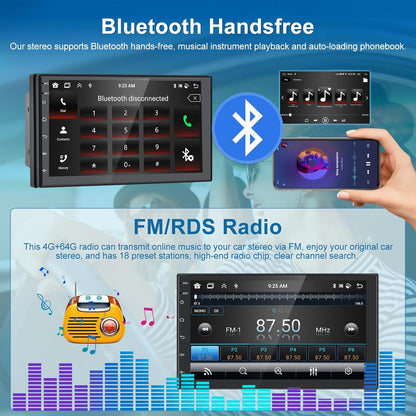Android 15 2-DIN Autoradio – Multimedia Systeem – Auto Stereo – Navigatie Systeem – Draadloze CarPlay – 7 Inch Touchscreen – 4 GB RAM 64 GB Opslag – Met AHD Achteruitrijcamera & Microfoon
