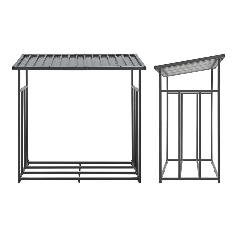 Houtopslagrek – Brandhoutrek – Haardhout Opbergrek – Buiten Houtopslag – Metalen Houtrek – Weerbestendig – 145x143x70 cm