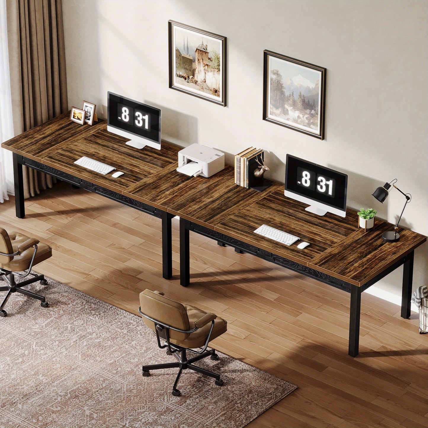 Bureau – Schrijftafel – Bureautafel – Werkplek – Computertafel – Rustiek Bruin – Metaal & Hout – 68,5 cm Hoog – 3,2 Kubieke Voet Opbergruimte