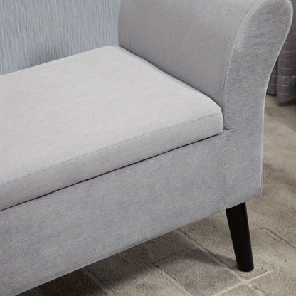 Opbergbankje – Opbergbank – Zitbank met Opbergruimte – Opbergkist – Halbank – Lichtgrijs – Ruimtebesparend Design – Velvet Bekleding met Stevige Pooten