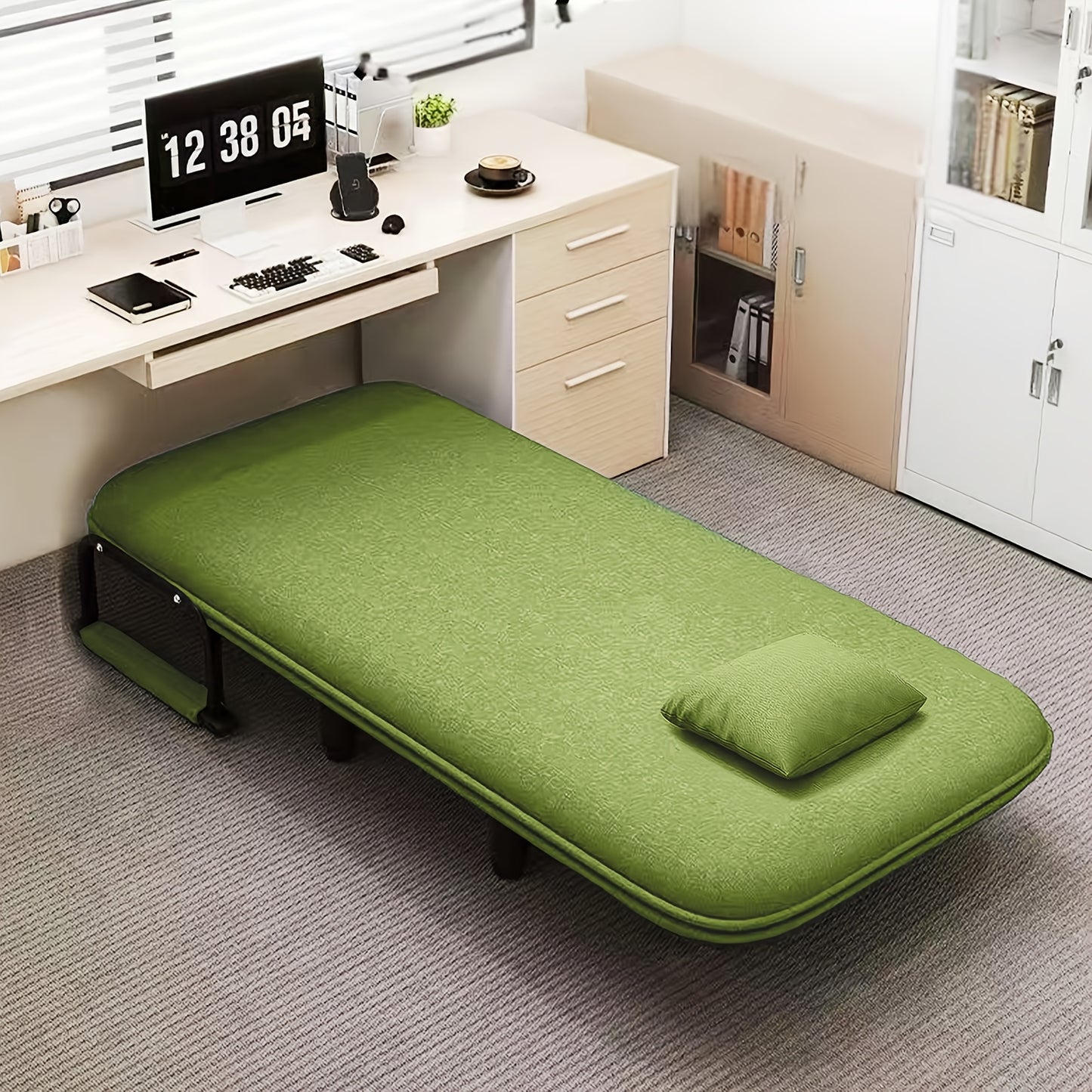 Inklapbare Slaapbank – Bedbank – Slaapbank – Loungestoel – Relaxstoel – Donkergrijs – 5-in-1 Multifunctioneel – Zachte Polyester Bekleding