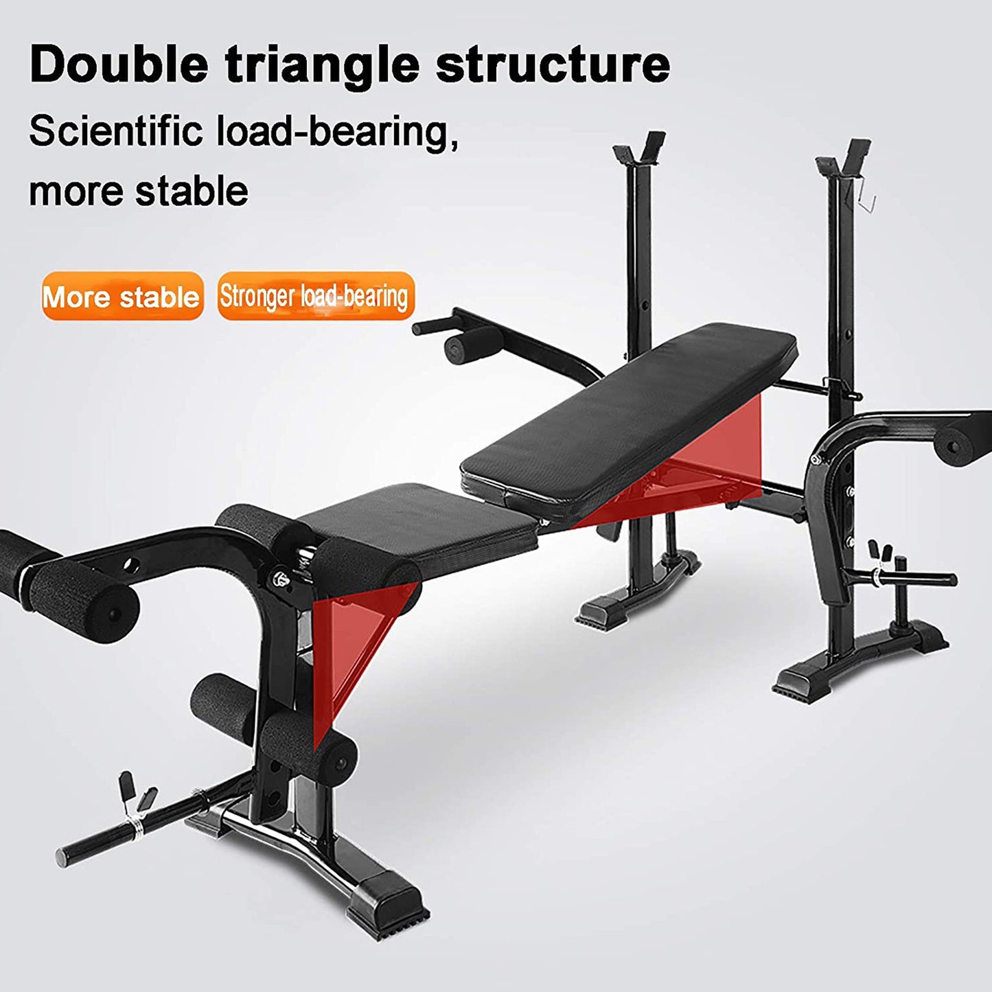 Alles-In-Één Bench Press Set – Krachttrainingsbank – Preacher Curl Bank – Leg Developer – IJzeren Constructie – Compact Formaat – Ergonomisch Design