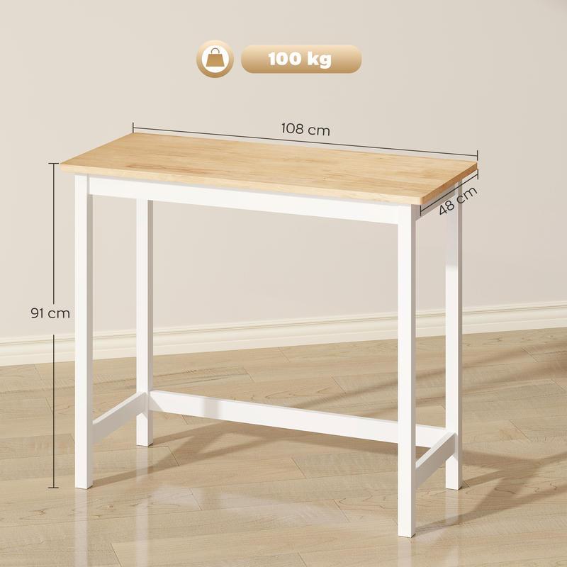 Compact White & Oak Bar Table - Space-Saving A-Frame Design for Small Spaces, Sturdy -Like Surface (Oak Veneer/Metal/Plastic Frame) - /Outdoor Use in Cafes, Restaurants, Bars, Kitchens, Balconies (Seating for