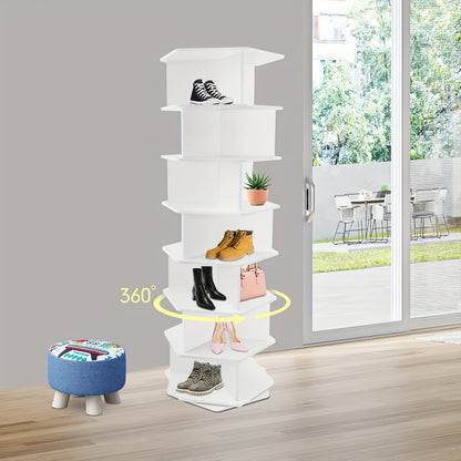 Schoenenrek – Schoenenkast – Schoenenhouder – Schoenendisplay – Schoenopberger – 7 Laags – 360° Draaibaar – Wit – Duurzaam PVC – Ruimtebesparend