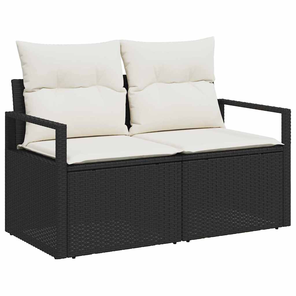 Tuinset – Loungeset – Zitgroep – Tuinmeubelen – Buitenmeubels – Poly Rattan – 6 Personen – Weerbestendig Met Kussens - Zwart/Cremewit