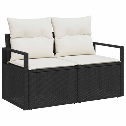 Tuinset – Loungeset – Zitgroep – Tuinmeubelen – Buitenmeubels – Poly Rattan – 6 Personen – Weerbestendig Met Kussens - Zwart/Cremewit