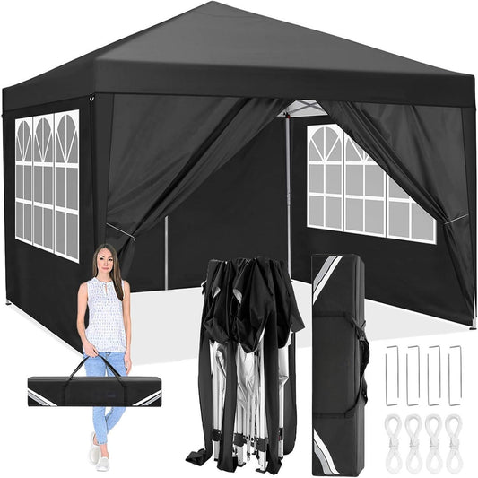 Partytent – Paviljoen – Pop-Up Tent – Feesttent – Tuintent – 3,05x3,05 m – Waterafstotend & Afneembare Zijwanden
