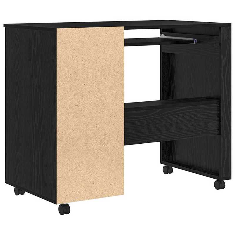Modern Oak Rolling Desk with Spacious Storage - Heavy-Duty Treated Wood Mobile Office Furniture, Easy-Rolling Cabinet Suitable for Office & Small Spaces, Easy Assembly