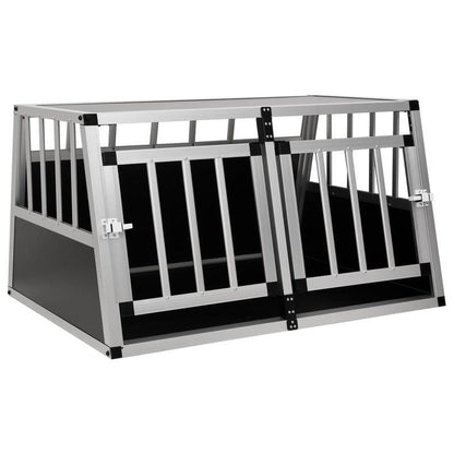Hondenkennel – Hondenkooi – Hondenhok – Buitenkennel – Hondenbench – Dubbeldeurs – Duurzaam Aluminium & Hout – 89x69x50 cm