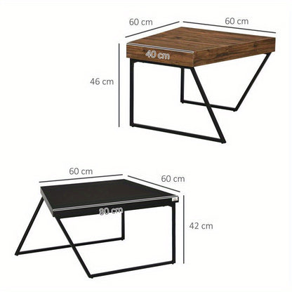 Salontafel – Bijzettafel – Sofa Tafel – Consuletafel – Woonkamertafel – Hardhout en Glas – Volledig Gemonteerd