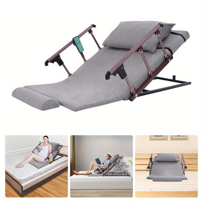 Verstelbare Rugsteun – Bedsteun – Ruggesteun – Zitsteun – Ligsteun – Inclusief Inklapbare Armleuningen – Zacht Kussenpakket – 120x75 cm Carbonstaal – Grijs