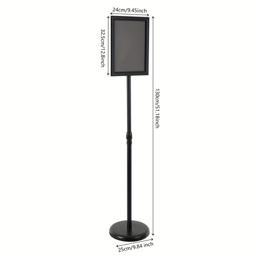 Verstelbare Sign Standaard – Posters Stand – Reclamehouder – Vloerstandaard – Informatiehouder – Zwart – Aluminium Snap Frame – 80-130 cm Hoogte verstelbaar