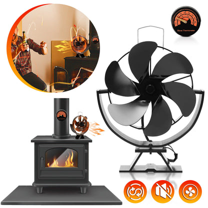 Kachelventilator – Houtkachel Ventilator – Haardventilator – Openhaard Ventilator – Warmte Verspreider – 6 Bladen – Zonder Stroom – Gemaakt Van Duurzaam Aluminium