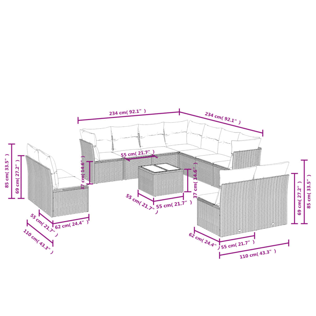 Tuinbank – Buitenbank – Loungeset – Tuintafel – Tuinmeubel – Polyrattan – Inclusief Kussens – Weerbestendig & Onderhoudsvriendelijk