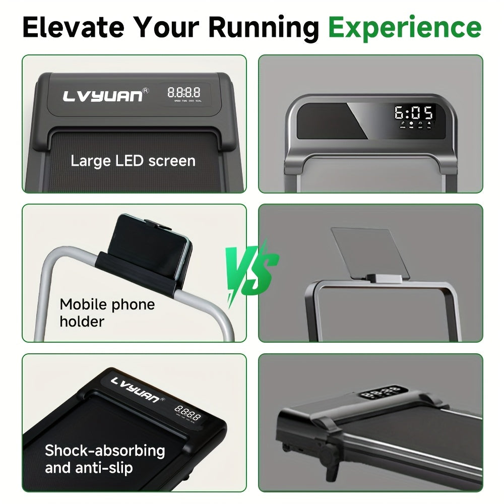 Portable Multi-function Treadmill with Incline Adjustment | Suitable for Walking and Jogging, Home and Office Use, Treadmill with LED Display, Treadmill Walking Mat, Treadmill with Handrails, Foldable Home Fitness Treadmill,
