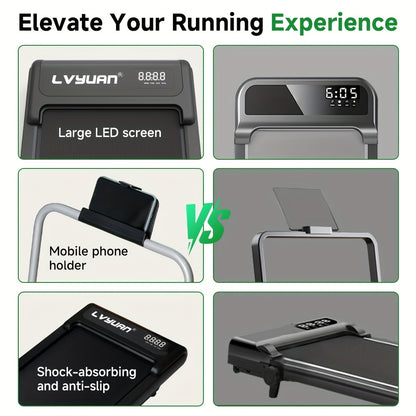 Portable Multi-function Treadmill with Incline Adjustment | Suitable for Walking and Jogging, Home and Office Use, Treadmill with LED Display, Treadmill Walking Mat, Treadmill with Handrails, Foldable Home Fitness Treadmill,