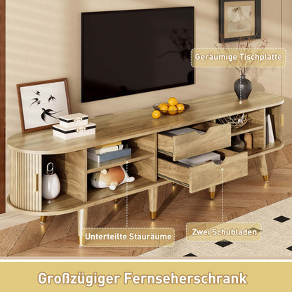 TV-Meubel – TV-Kast – TV-Standaard – Media-Meubel – TV-Dressoir – Rieten Schuifdeur – 175 CM Breed – Mdf Materialen