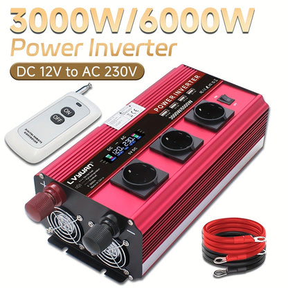 7000W Omvormer – Stroomomzetter – Spanning Converter – AC Inverter – Wisselstroomomzetter – Pure Sinusgolf – LCD Display – Compact & Duurzaam