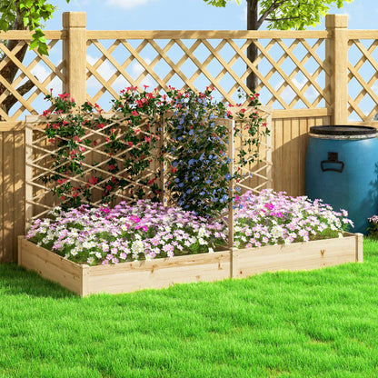 Bloembak – Plantenbak – Tuinbak – Plantenbak Met Klimrek – Bloembak Hout – Verhoogd Tuinbed – Natuurlijk Gelakt Dennenhout – 222x114x109 cm