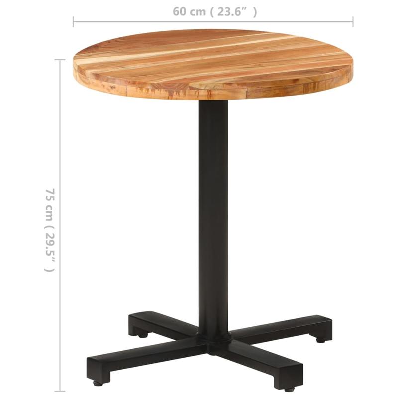 Solid Acacia Wood Modern Round Dining Table - Extra Large 70x75cm (27.5"x29.5") Indoor/Outdoor Bistro-Style Table with Sturdy Legs, Durable & Easy-Clean Surface, Natural Wood Grain for Kitchen, Cafe, Restaurant, Home - Versat