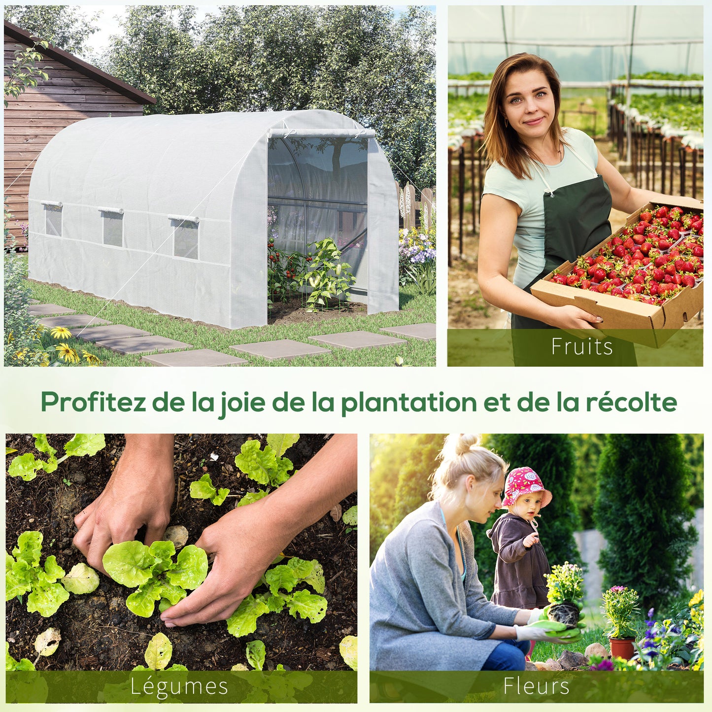 Kweekkas – Tuinkas – Broeikas – Plantenkas – Foliekas – 9 m² – Versterkt Verzinkt Stalen Frame 18 mm – 6 Ramen Met Ventilatie