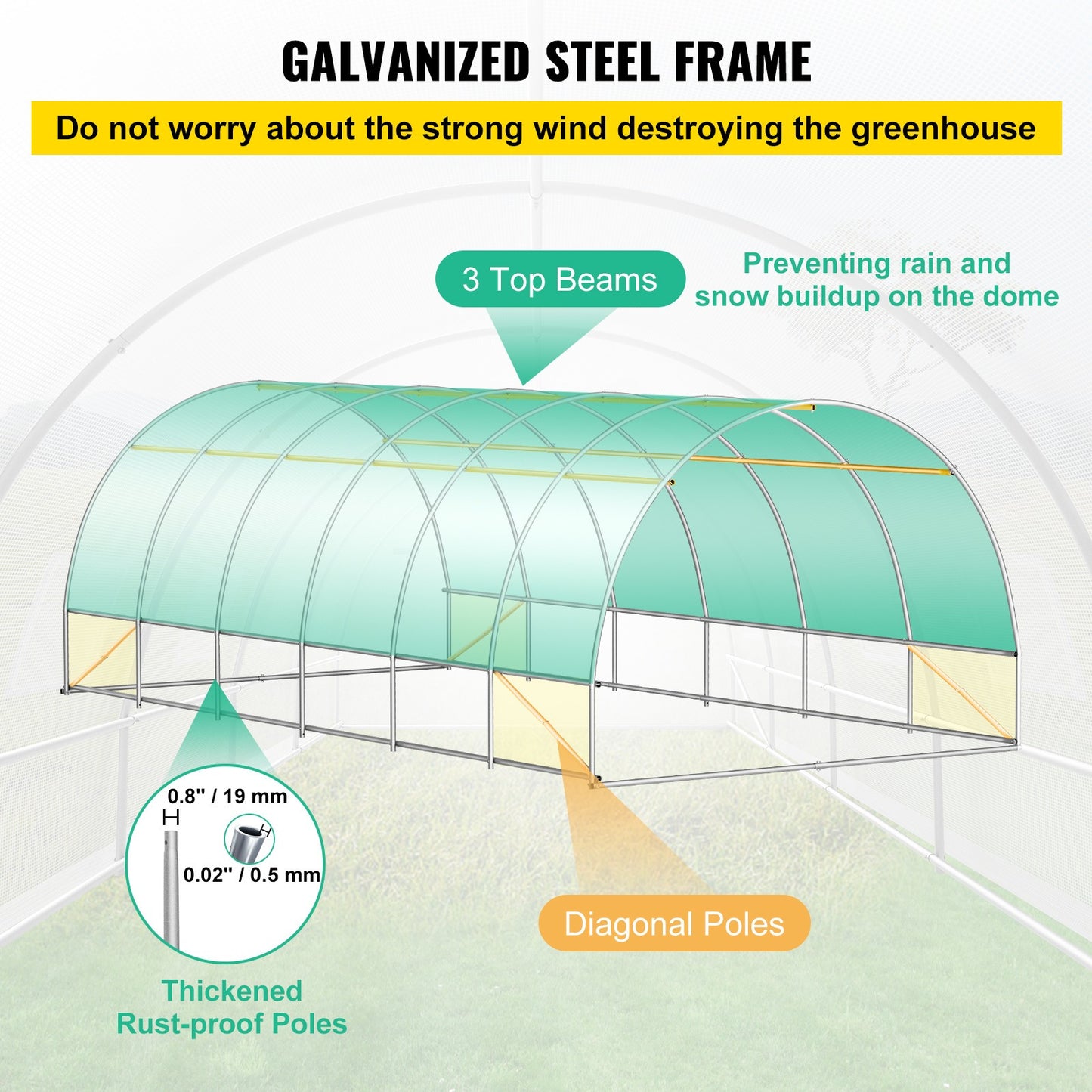 Kweekkas – Tuinkas – Broeikas – Tunnelkas – Kas – Gegalvaniseerd Stalen Frame – Waterdichte PE-Folie – 6x3x2 Meter – Optimale Ventilatie