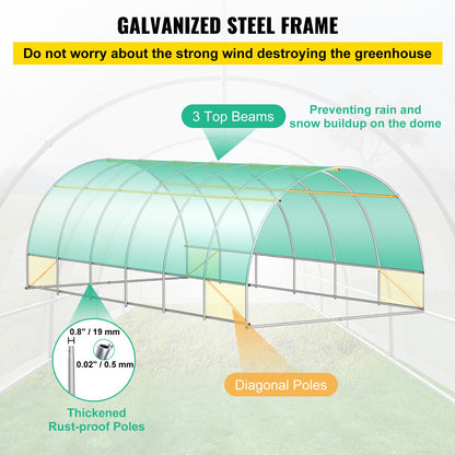 Kweekkas – Tuinkas – Broeikas – Tunnelkas – Kas – Gegalvaniseerd Stalen Frame – Waterdichte PE-Folie – 6x3x2 Meter – Optimale Ventilatie
