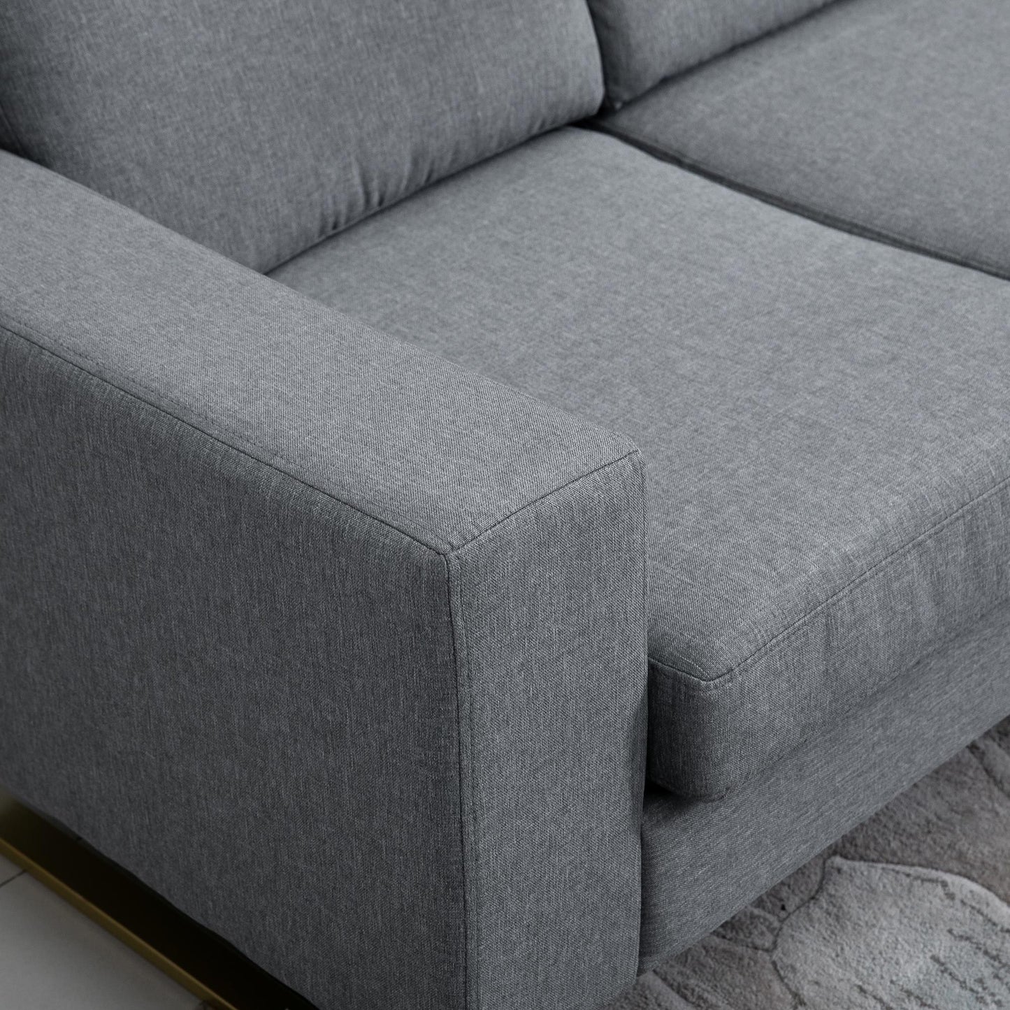 3-zitsbank – sofa – zitbank – loveseat – tweezitsbank – donkergrijs – linnen-look stof – royaal formaat 200 x 82 x 78 cm