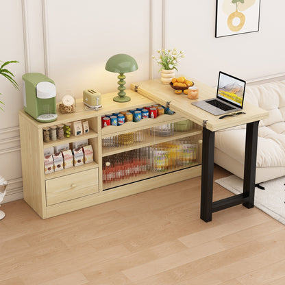 Inklapbare Eettafel – Opvouwbare Tafel – Uitklapbare Eettafel – Opbergbare Eettafel – 360° Draaibaar – Houten Blad Met Zwart Metalen Frame – Ruime Opbergruimte – Compact & Multifunctioneel