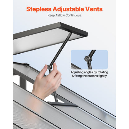 Kasje – Tuinkas – Kweekkas – Broeikas – Serre – Aluminium Frame – Polycarbonaat Panelen – 244x366 cm – Ventilatiesysteem
