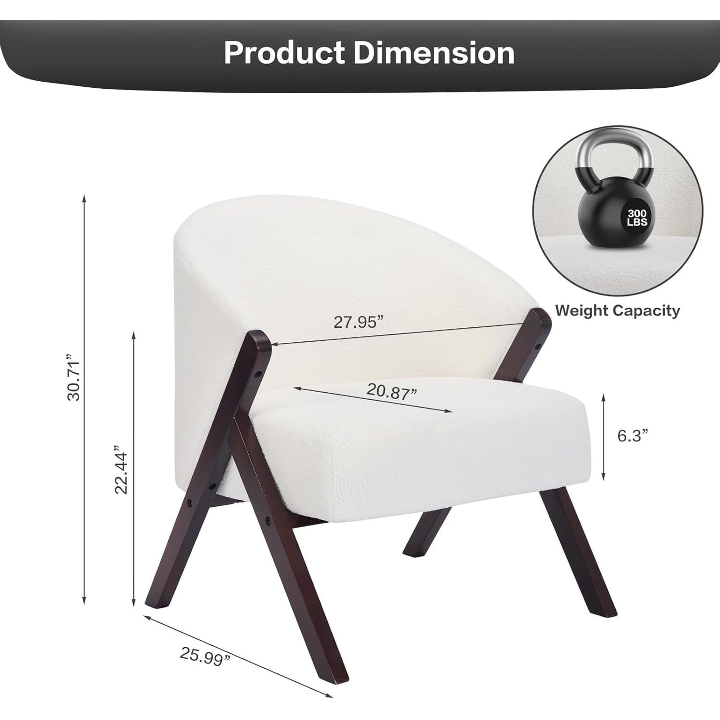 Easy Assembly Lounge Chair - Minimalist Upholstered (No Soft) Reading Side Chair Suitable for Bedroom & Living Room, Wood Frame, Compact, Easy Maintenance, Comfortable Seating
