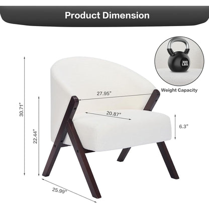 Easy Assembly Lounge Chair - Minimalist Upholstered (No Soft) Reading Side Chair Suitable for Bedroom & Living Room, Wood Frame, Compact, Easy Maintenance, Comfortable Seating