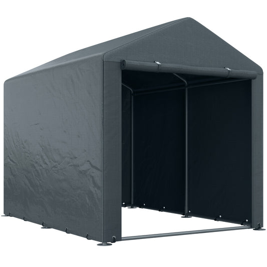 Opbergtent Buiten – Garage Tent – Tuinkas – Motor Tent – Caravan Tent – Donkergrijs – Waterafstotend PE – Robuust Metalen Frame – 160x218x172 cm