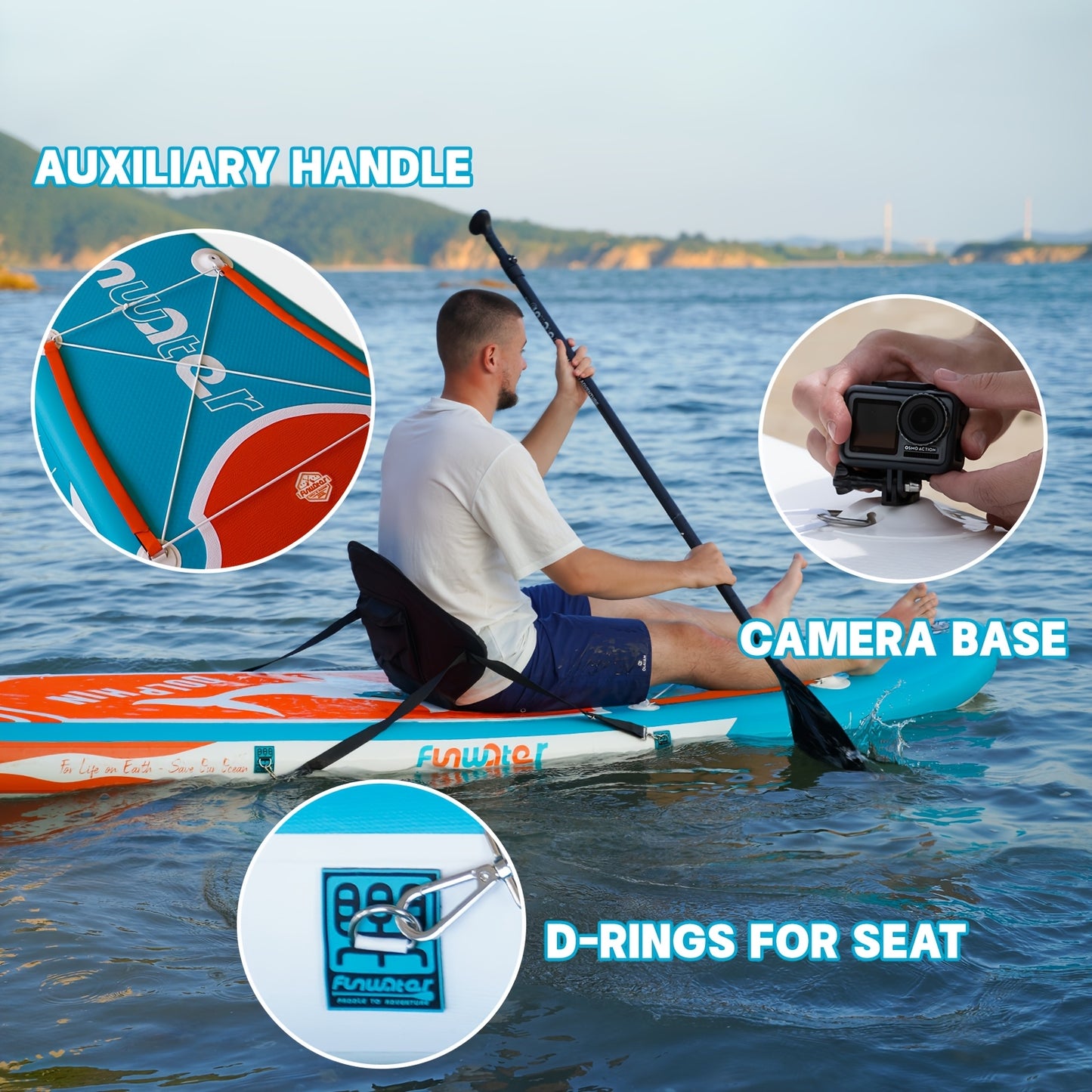 Paddleboard – SUP Board – Stand-Up Paddleboard – Opblaasbaar Board – Watersportboard – Dolfijn Blauw – Lichtgewicht PVC – Compact Mee Te Nemen