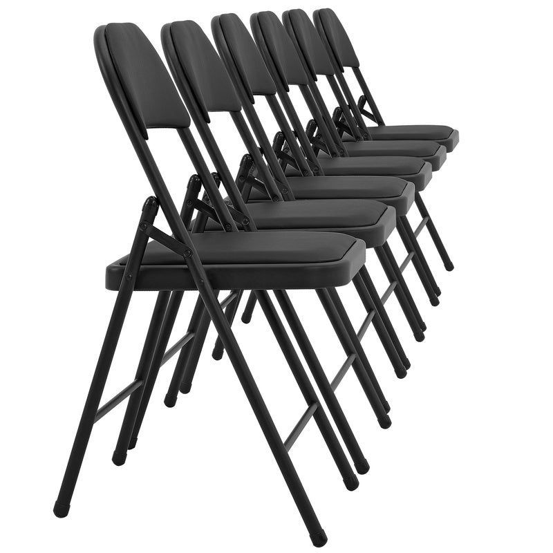 Vergaderstoel – Conferentiestoel – Opvouwbare Stoel – Bureaustoel – Kunstleren Stoel – Set van 6 – Ergonomisch Gepolsterd – Stevig Metalen Frame
