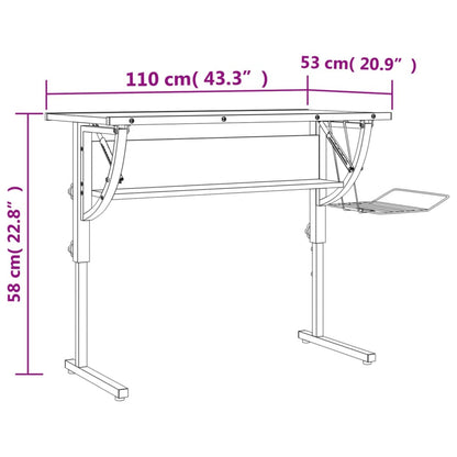 Verstelbaar Bureau – Werktafel – Schrijftafel – Studieplek – Creatief Bureau – Sonoma Eiken – Verstelbare Hoogte 58-87 cm – Robuust Stalen Frame