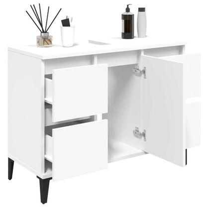 Witte Onderkast Badkamer – Wastafelkastje – Badkamerkast – Opbergkast – Kast Onder Wastafel – Ruimtebesparend Design – 80x33x60 Cm MDF Hout