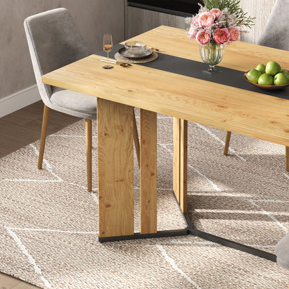 Eettafel – Tafel – Keukentafel – Eetkamertafel – Scandinavische Tafel – 150 cm – Licht Eikenfineer – Strak Minimalistisch Design