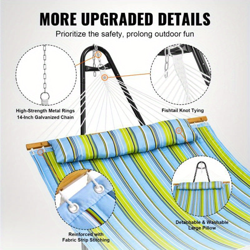 Dubbele Hangmat – Staande Hangmat – Draagbare Hangmat – Tuin Hangmat – Strand Hangmat – Stalen Frame – Inclusief Kussen