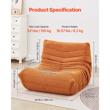 Zitzak – Zitzakstoel – Bean Bag – Loungestoel – Fauteuil – Teddy Fleece – Ergonomisch Design – Bruin