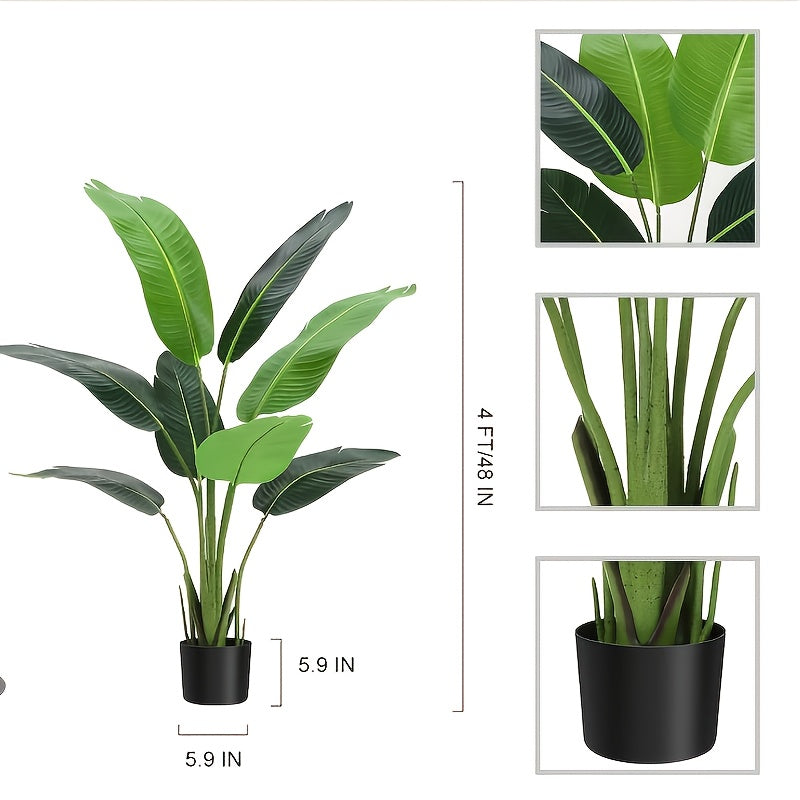 2-Pack Artificial Palm Tree Plant 121.92cm Realistic Fake Palm with 8 Trunk Options & Full Foliage - Heavy-Duty Low-Maintenance Indoor/Outdoor Fake Tree for home, Office, for housewarming Gift - Plant (No Pot Included) - Dura