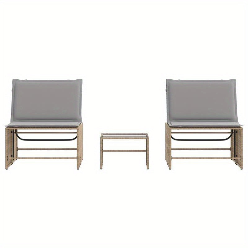 Loungestoel – Tuinstoel – Balkonstoel – Relaxstoel – Loungebank – Beige Poly Rattan – Ergonomisch Design – Weerbestendig