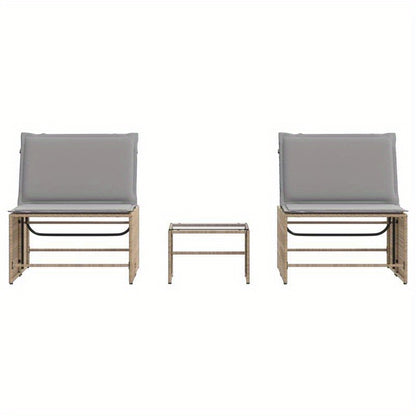 Loungestoel – Tuinstoel – Balkonstoel – Relaxstoel – Loungebank – Beige Poly Rattan – Ergonomisch Design – Weerbestendig