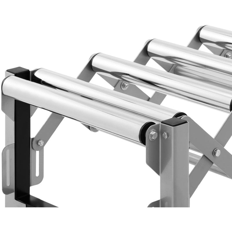 Roltafel – Rollentafel – Transporttafel – Werktafel – Verstelbare Tafel – Inklapbaar – 9 Stalen Rollen – Draagkracht 130 kg – 145x59x96 cm