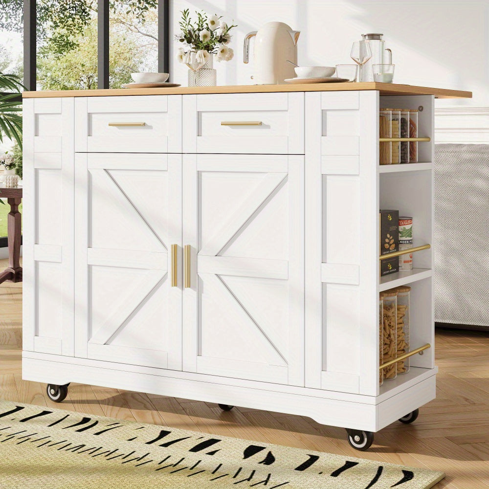 Keukeneiland – Keukentrolley – Keukenkast – Buffetkast – Eettafel – Uitklapbare Tafel – Houten Hardhout – Mobiel Met Wielen