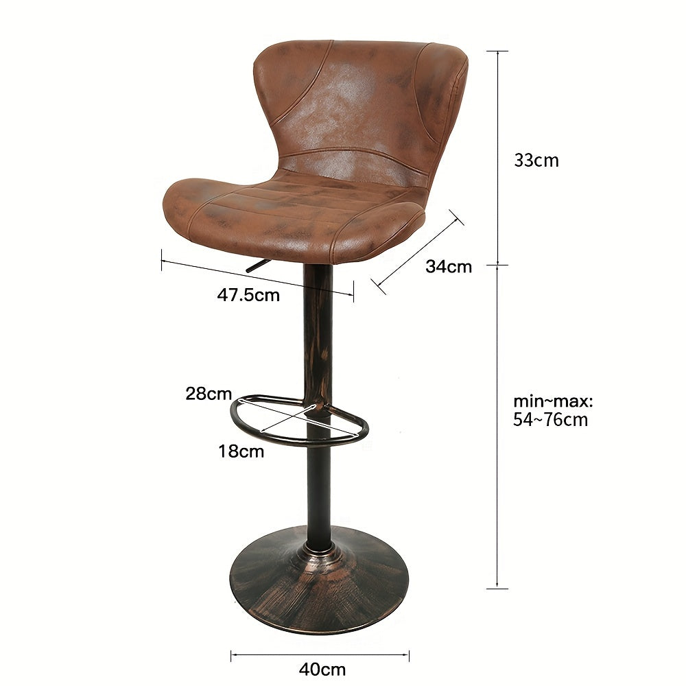 Barstoel – Barkruk – Barstoel Kruk – Keukenstoel – Bistrostoel – Retro Industrieel – Set Van 2 – Verstelbare Hoogte – Draaibaar – Donkerbruine Velvet Bekleding – Metalen Frame