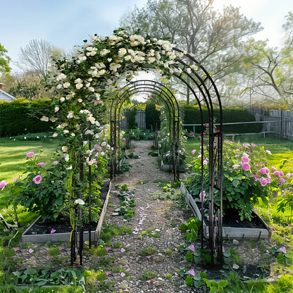 Metal Garden Arch Trellis: Decorative Outdoor Arbour Archway Wedding Arch Frame for Paths Entrances Climbing Plants