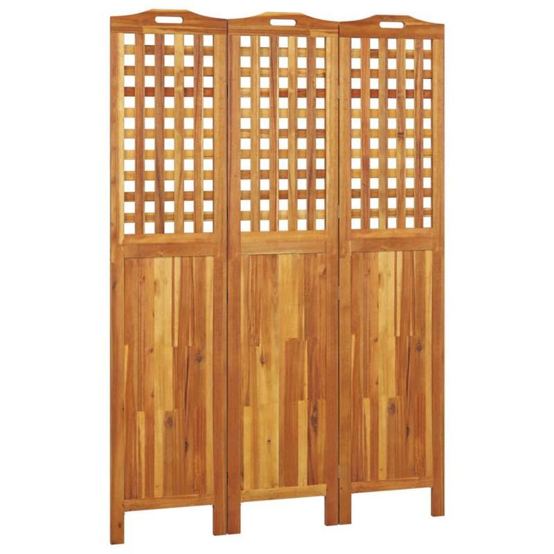 Partition Wall with 3 Panels Measuring 121.5X2X180 Cm Made of Acacia Wood.