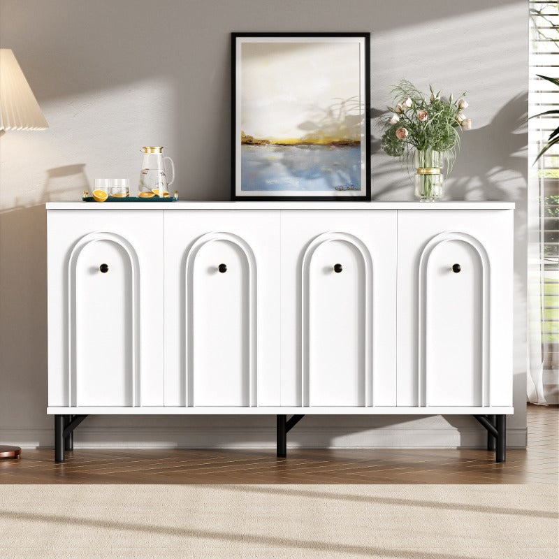 Wandkast – Sideboard – Dressoir – Opbergkast – Kast Met Deuren – 140 cm Breed – Metalen Frame & 3D Boogvormig Front