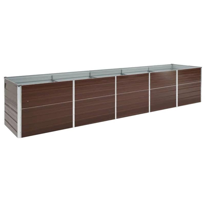 Verhoogd Plantenbed – Moestuinbak – Tuinbak – Plantenbak – Rechthoekig Tuinbed – Gegalvaniseerd Staal – Weerbestendig & UV-bestendig – 400x80x45 cm – Bruin